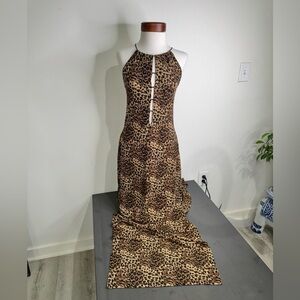 Vintage Y2K SABORA Dress Women’s Cheetah Print Maxi